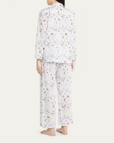 Pour Les Femmes Map-Print Cotton Pajama Set | Thumbnail 5 Pour Les Femmes Map-Print Cotton Pajama Set | Thumbnail 5