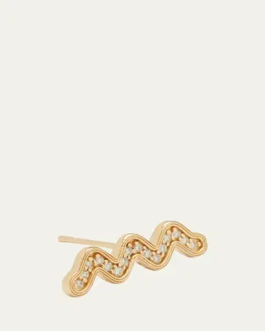 Sydney Evan Wavy Bar Ear Climber with Diamonds, Single | Thumbnail 3 Sydney Evan Wavy Bar Ear Climber with Diamonds, Single | Thumbnail 3