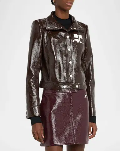Courrèges Textured Vinyl Crop Jacket | Thumbnail 101 Courrèges Textured Vinyl Crop Jacket | Thumbnail 101