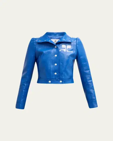 Courrèges Textured Vinyl Crop Jacket | Thumbnail 121 Courrèges Textured Vinyl Crop Jacket | Thumbnail 121