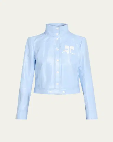 Courrèges Textured Vinyl Crop Jacket | Thumbnail 126 Courrèges Textured Vinyl Crop Jacket | Thumbnail 126