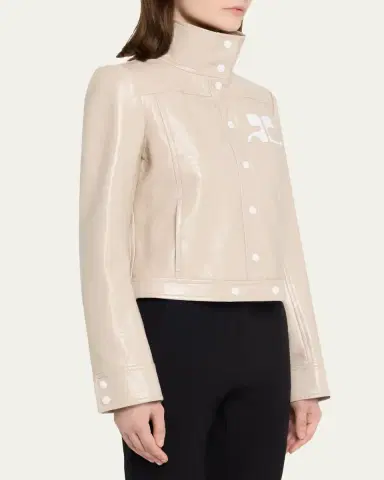 Courrèges Textured Vinyl Crop Jacket | Thumbnail 141 Courrèges Textured Vinyl Crop Jacket | Thumbnail 141