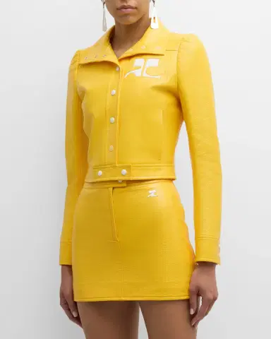 Courrèges Textured Vinyl Crop Jacket | Thumbnail 69 Courrèges Textured Vinyl Crop Jacket | Thumbnail 69