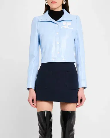 Courrèges Textured Vinyl Crop Jacket | Thumbnail 85 Courrèges Textured Vinyl Crop Jacket | Thumbnail 85