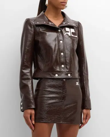 Courrèges Textured Vinyl Crop Jacket | Thumbnail 89 Courrèges Textured Vinyl Crop Jacket | Thumbnail 89