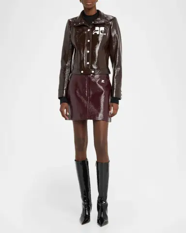 Courrèges Textured Vinyl Crop Jacket | Thumbnail 99 Courrèges Textured Vinyl Crop Jacket | Thumbnail 99