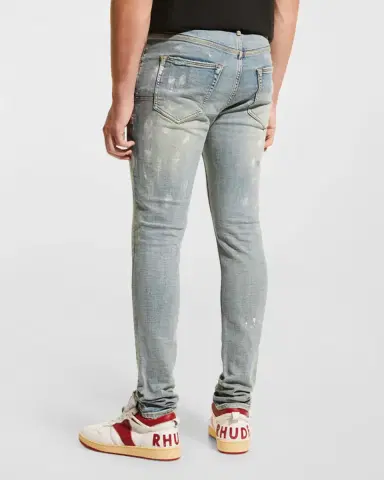PURPLE Men's P001 Light Indigo Paint Blowout Skinny Jeans | Thumbnail 2 PURPLE Men's P001 Light Indigo Paint Blowout Skinny Jeans | Thumbnail 2