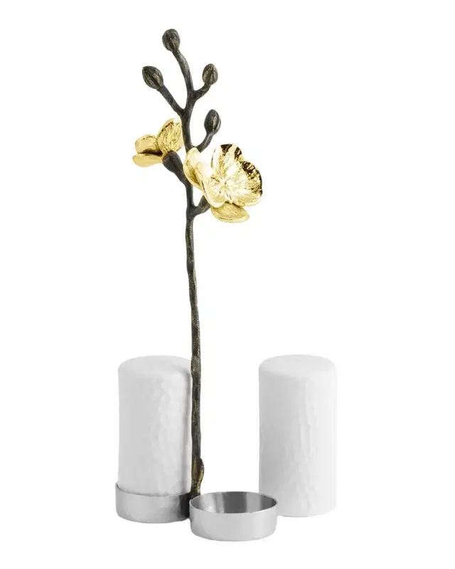 Gold Orchid Salt and Pepper Set Gold Orchid Salt and Pepper Set