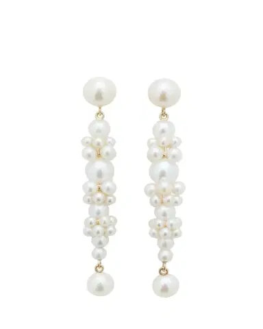 Sophie Bille Brahe Grand Escalier de la Reine Pearl Cluster Drop Earrings in 14K Yellow Gold | Thumbnail 1 Sophie Bille Brahe Grand Escalier de la Reine Pearl Cluster Drop Earrings in 14K Yellow Gold | Thumbnail 1