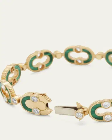 Viltier Magnetic Enchaine Malachite Bracelet in 18K Yellow Gold and Diamonds | Thumbnail 4 Viltier Magnetic Enchaine Malachite Bracelet in 18K Yellow Gold and Diamonds | Thumbnail 4