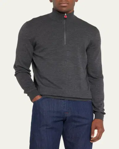Kiton Men's Wool Half-Zip Sweater | Thumbnail 4 Kiton Men's Wool Half-Zip Sweater | Thumbnail 4