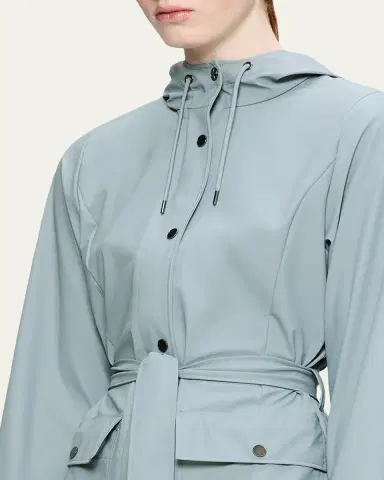 Rains Curve Belted Trench Coat with Drawstring Hood | Thumbnail 9 Rains Curve Belted Trench Coat with Drawstring Hood | Thumbnail 9