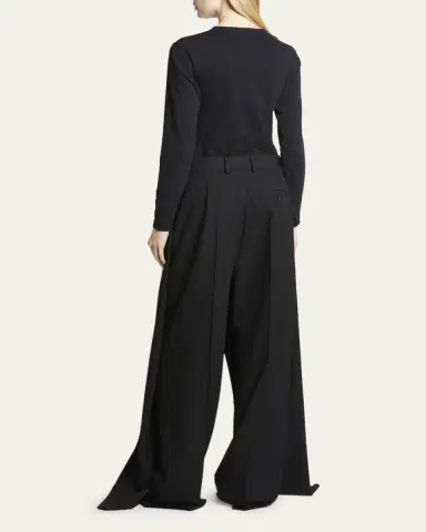 Balenciaga Double Front Wide-Leg Wool Pants | Thumbnail 3 Balenciaga Double Front Wide-Leg Wool Pants | Thumbnail 3