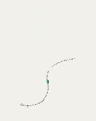 MONICA RICH KOSANN 18K Gold Bezel-Set Diamond and Emerald Tennis Bracelet | Thumbnail 1 MONICA RICH KOSANN 18K Gold Bezel-Set Diamond and Emerald Tennis Bracelet | Thumbnail 1