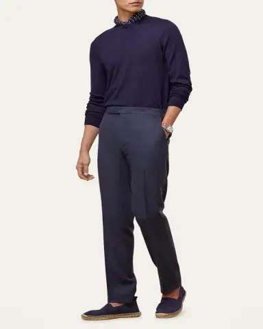 Ralph Lauren Purple Label Men's Gregory Hand-Tailored Silk-Linen Trouser | Thumbnail 6 Ralph Lauren Purple Label Men's Gregory Hand-Tailored Silk-Linen Trouser | Thumbnail 6