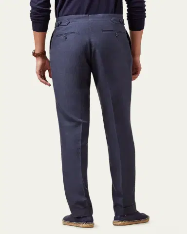Ralph Lauren Purple Label Men's Gregory Hand-Tailored Silk-Linen Trouser | Thumbnail 7 Ralph Lauren Purple Label Men's Gregory Hand-Tailored Silk-Linen Trouser | Thumbnail 7