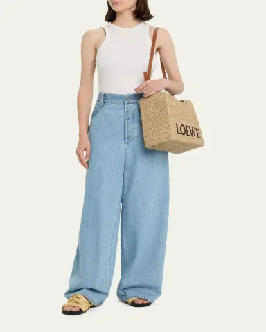 LOEWE x Paula's Ibiza Font Logo Medium Tote Bag in Raffia | Thumbnail 5 LOEWE x Paula's Ibiza Font Logo Medium Tote Bag in Raffia | Thumbnail 5