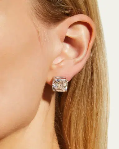 FANTASIA by DESERIO 18K Gold Plated Asscher Stud Earrings, 10.0tcw | Thumbnail 2 FANTASIA by DESERIO 18K Gold Plated Asscher Stud Earrings, 10.0tcw | Thumbnail 2