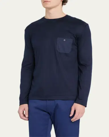 Zimmerli Men's T-Shirt with Chest Pocket | Thumbnail 4 Zimmerli Men's T-Shirt with Chest Pocket | Thumbnail 4