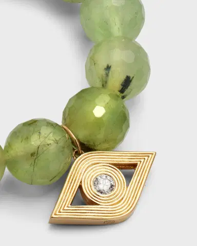 Sydney Evan 14k Gold Prehnite Beaded Bracelet with Diamond Evil Eye Charm | Thumbnail 2 Sydney Evan 14k Gold Prehnite Beaded Bracelet with Diamond Evil Eye Charm | Thumbnail 2