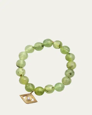 Sydney Evan 14k Gold Prehnite Beaded Bracelet with Diamond Evil Eye Charm | Thumbnail 4 Sydney Evan 14k Gold Prehnite Beaded Bracelet with Diamond Evil Eye Charm | Thumbnail 4