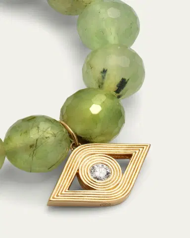 Sydney Evan 14k Gold Prehnite Beaded Bracelet with Diamond Evil Eye Charm | Thumbnail 6 Sydney Evan 14k Gold Prehnite Beaded Bracelet with Diamond Evil Eye Charm | Thumbnail 6