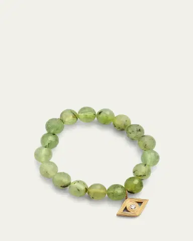 Sydney Evan 14k Gold Prehnite Beaded Bracelet with Diamond Evil Eye Charm | Thumbnail 7 Sydney Evan 14k Gold Prehnite Beaded Bracelet with Diamond Evil Eye Charm | Thumbnail 7