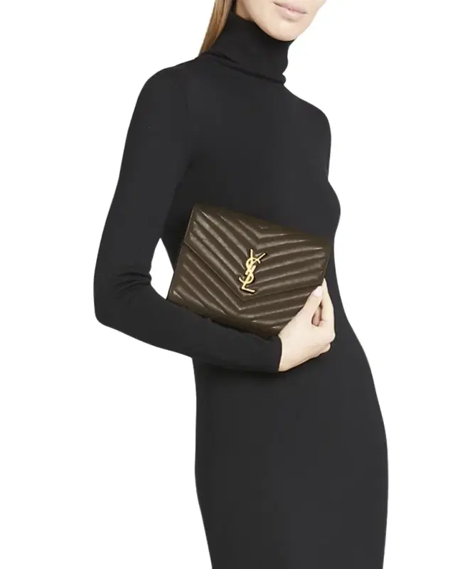 Cassandre YSL Monogram Flap Clutch Bag in Smooth Leather Cassandre YSL Monogram Flap Clutch Bag in Smooth Leather