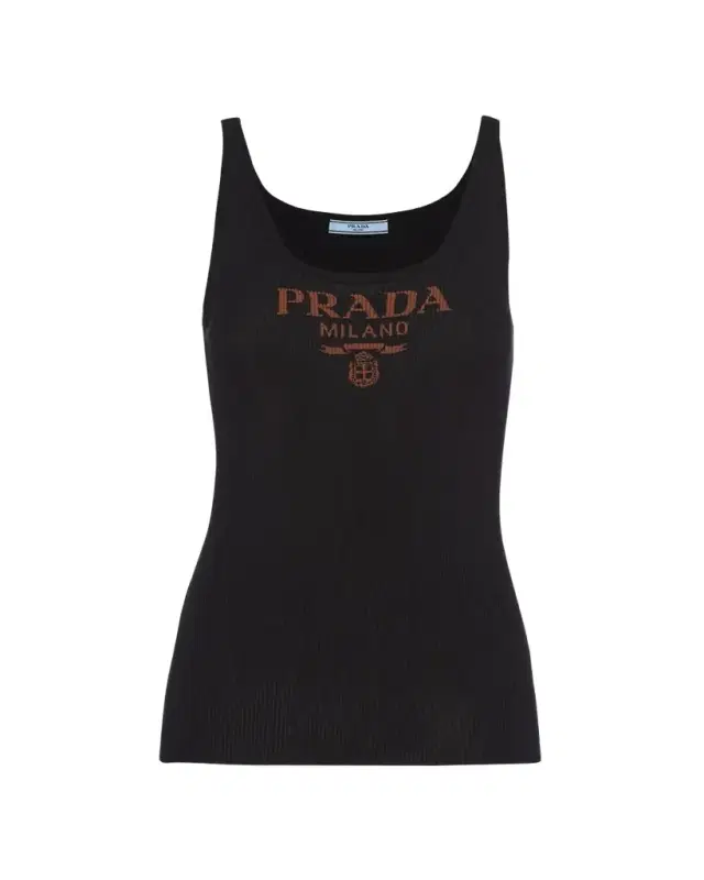Logo-Print Slim Knit Tank Top Logo-Print Slim Knit Tank Top