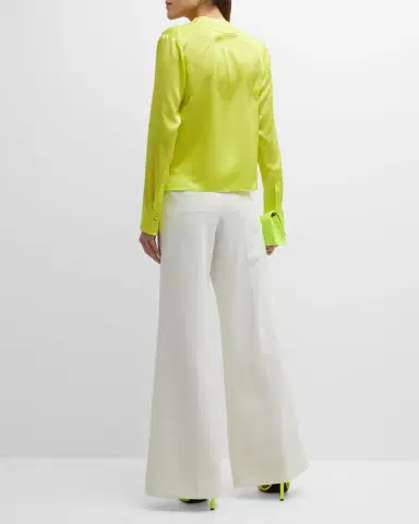 Milly Nash High-Rise Wide-Leg Cady Pants | Thumbnail 3 Milly Nash High-Rise Wide-Leg Cady Pants | Thumbnail 3
