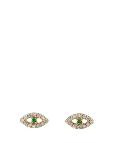 Ileana Makri 18K Gold Kitten Eye Stud Earrings with Diamonds | Thumbnail 1 Ileana Makri 18K Gold Kitten Eye Stud Earrings with Diamonds | Thumbnail 1