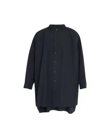 Eskandar Wide A-Line Collarless Classic Shirt (Long Plus) | Thumbnail 1 Eskandar Wide A-Line Collarless Classic Shirt (Long Plus) | Thumbnail 1