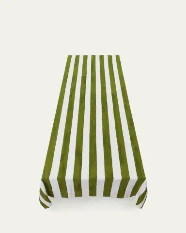 SUMMERILL & BISHOP Avocado Green Stripe Tablecloth, 65" x 98" | Thumbnail 2 SUMMERILL & BISHOP Avocado Green Stripe Tablecloth, 65" x 98" | Thumbnail 2