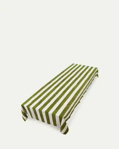SUMMERILL & BISHOP Avocado Green Stripe Tablecloth, 65" x 98" | Thumbnail 3 SUMMERILL & BISHOP Avocado Green Stripe Tablecloth, 65" x 98" | Thumbnail 3