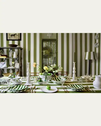 SUMMERILL & BISHOP Avocado Green Stripe Tablecloth, 65" x 98" | Thumbnail 5 SUMMERILL & BISHOP Avocado Green Stripe Tablecloth, 65" x 98" | Thumbnail 5