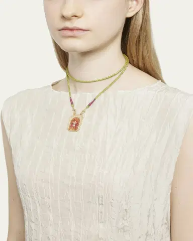 Marie Lichtenberg 18k Yellow Gold Diamond Mushroom Cord Necklace | Thumbnail 2 Marie Lichtenberg 18k Yellow Gold Diamond Mushroom Cord Necklace | Thumbnail 2