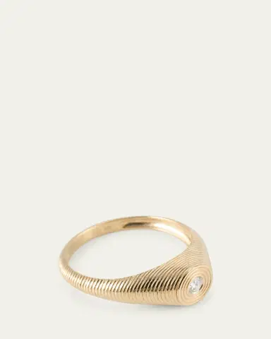 Sydney Evan 14k Fluted Diamond Signet Ring, Size 6.5 | Thumbnail 3 Sydney Evan 14k Fluted Diamond Signet Ring, Size 6.5 | Thumbnail 3