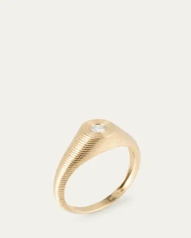 Sydney Evan 14k Fluted Diamond Signet Ring, Size 6.5 | Thumbnail 4 Sydney Evan 14k Fluted Diamond Signet Ring, Size 6.5 | Thumbnail 4