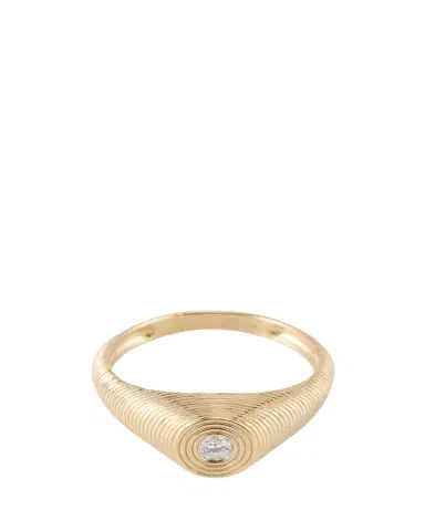 Sydney Evan 14k Fluted Diamond Signet Ring, Size 6.5 | Thumbnail 1 Sydney Evan 14k Fluted Diamond Signet Ring, Size 6.5 | Thumbnail 1