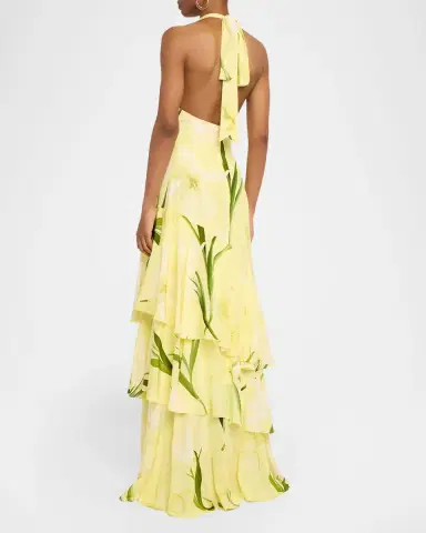 Cara Cara Amethyst Printed Tiered Silk Gown | Thumbnail 9 Cara Cara Amethyst Printed Tiered Silk Gown | Thumbnail 9