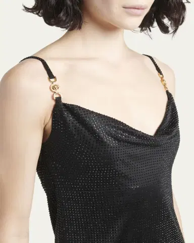 Versace Cowl-Neck Strass Embellished Jersey Mini Slip Dress | Thumbnail 5 Versace Cowl-Neck Strass Embellished Jersey Mini Slip Dress | Thumbnail 5