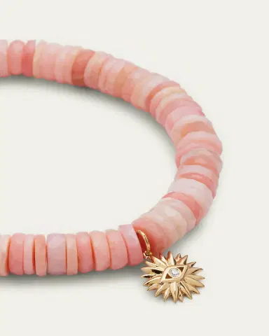 Sydney Evan 14k Pink Opal Wheel Bracelet with Diamond Evil Eye Charm | Thumbnail 3 Sydney Evan 14k Pink Opal Wheel Bracelet with Diamond Evil Eye Charm | Thumbnail 3