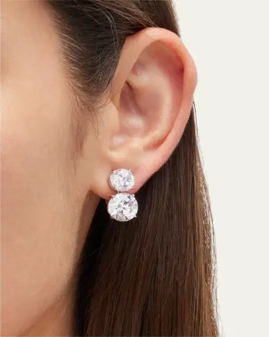 FANTASIA by DESERIO Cubic Zirconia Double Drop Earrings | Thumbnail 2 FANTASIA by DESERIO Cubic Zirconia Double Drop Earrings | Thumbnail 2