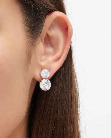 FANTASIA by DESERIO Cubic Zirconia Double Drop Earrings | Thumbnail 6 FANTASIA by DESERIO Cubic Zirconia Double Drop Earrings | Thumbnail 6