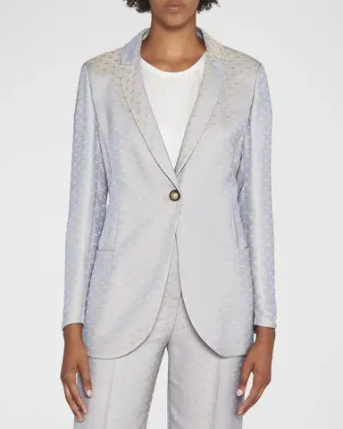 Giorgio Armani Abstract Jacquard Single-Breasted Blazer | Thumbnail 3 Giorgio Armani Abstract Jacquard Single-Breasted Blazer | Thumbnail 3