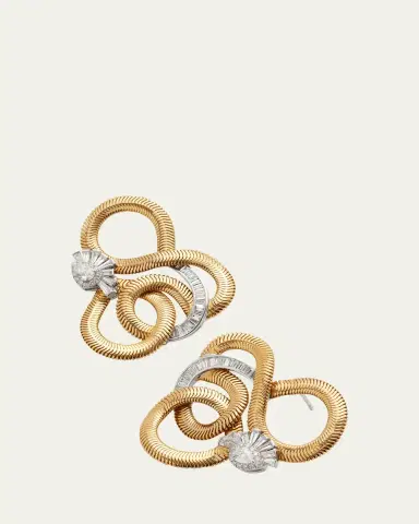 Nikos Koulis Feelings 18K Gold and White Gold Swirling Earrings with White Diamonds | Thumbnail 3 Nikos Koulis Feelings 18K Gold and White Gold Swirling Earrings with White Diamonds | Thumbnail 3