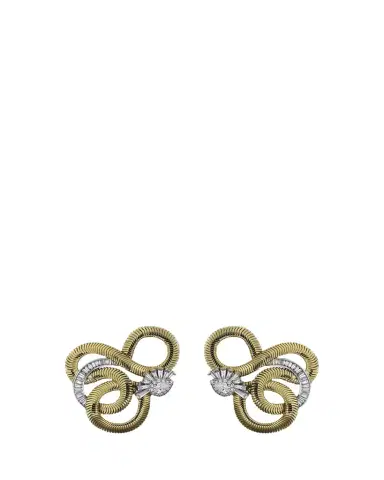 Nikos Koulis Feelings 18K Gold and White Gold Swirling Earrings with White Diamonds | Thumbnail 1 Nikos Koulis Feelings 18K Gold and White Gold Swirling Earrings with White Diamonds | Thumbnail 1