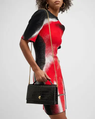 Alexander McQueen Medium Skull Croc-Embossed Top-Handle Bag | Thumbnail 13 Alexander McQueen Medium Skull Croc-Embossed Top-Handle Bag | Thumbnail 13