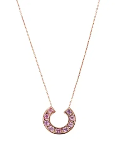 JOLLY BIJOU 14k Rose Gold Sundial Pink Sapphire Pendant Necklace | Thumbnail 1 JOLLY BIJOU 14k Rose Gold Sundial Pink Sapphire Pendant Necklace | Thumbnail 1