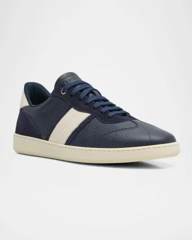 Ferragamo Men's Achille 1 Leather Low-Top Sneakers | Thumbnail 2 Ferragamo Men's Achille 1 Leather Low-Top Sneakers | Thumbnail 2
